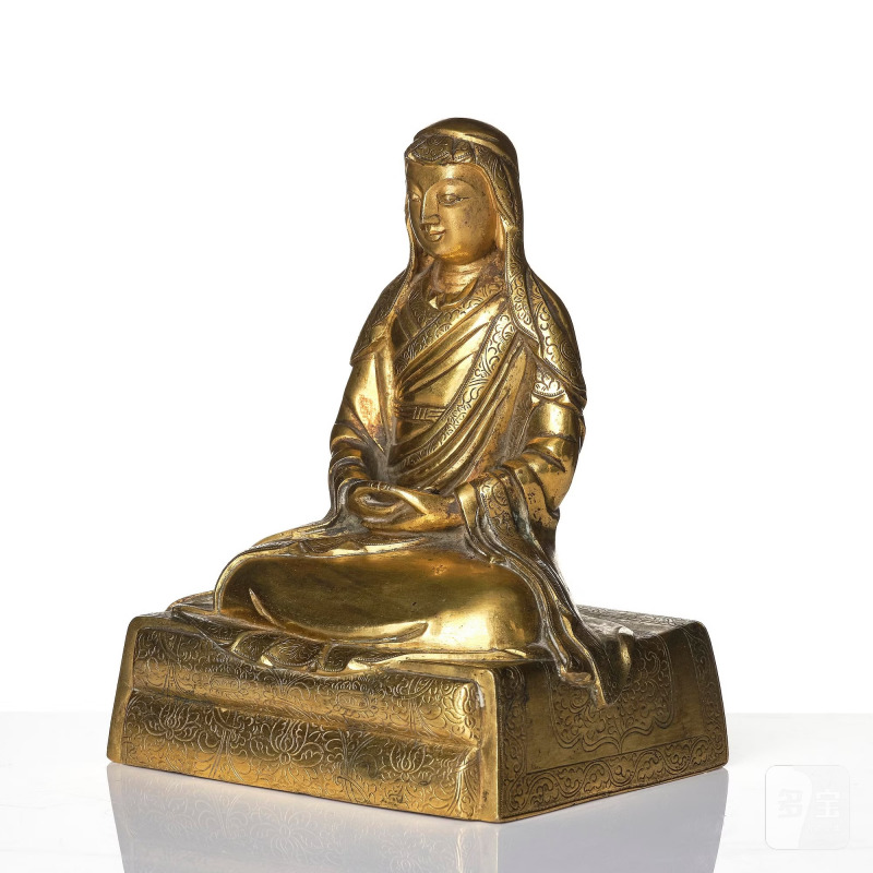 A gilt bronze sculpture of Arhat Ajita, - 图2